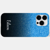 Personalisiert Girly Blue Glitzer Black Ombre Case-Mate iPhone Hülle (Rückseite (Horizontal))
