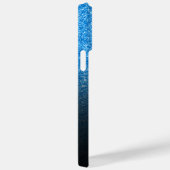 Personalisiert Girly Blue Glitzer Black Ombre Case-Mate iPhone Hülle (Rückseite / Rechts)