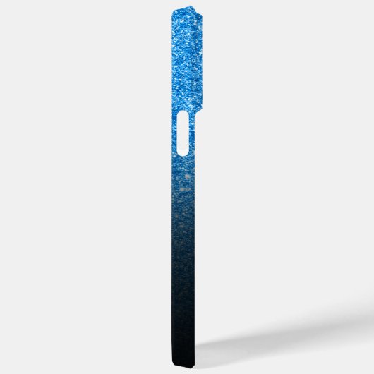 Personalisiert Girly Blue Glitzer Black Ombre Case-Mate iPhone Hülle (Rückseite / Rechts)