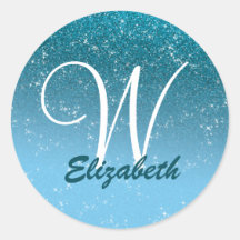 Personalisiert Girly Blue Glitzer Glitzern Monogra