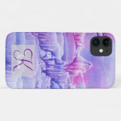 Personalisiert Girly Blue Mit Monogramm Abstrakte Case-Mate iPhone Hülle (Rückseite (Horizontal))