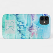 Personalisiert Girly Blue Mit Monogramm Türkis Case-Mate iPhone Hülle (Rückseite (Horizontal))