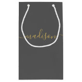 Personalisiert Girly Chic Feminine Gold Script gra Kleine Geschenktüte (Rückseite)