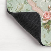 Personalisiert Girly Chic Green und Pink Floral Mousepad (Ecke)