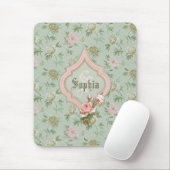 Personalisiert Girly Chic Green und Pink Floral Mousepad (Mit Mouse)