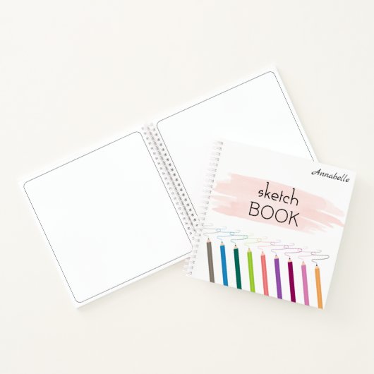 Personalisiert Girly Colorful Pencils Sketch Notizblock (Innenseite)