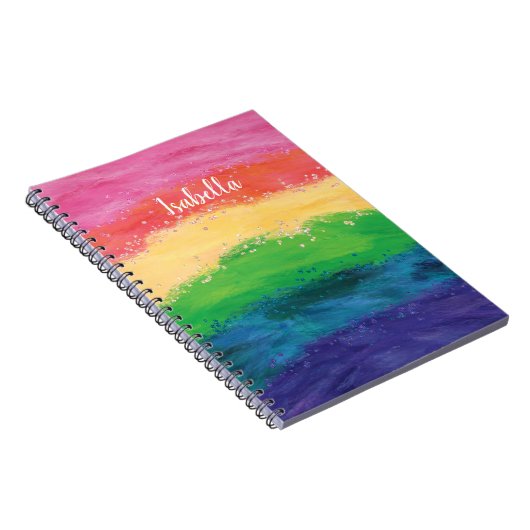 Personalisiert Girly Glitzer Rainbow Notizblock (Rechte Seite)