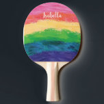 Personalisiert Girly Glitzer Rainbow Tischtennis Schläger<br><div class="desc">Handgemalte,  farbenfrohe Regenbogen in fröhlichen,  hellen Farben werden Ihren Tag sicher aufheitern! Dieses Design ist ein originelles handgemaltes Design,  das zu jedem Farbübergang einen farbigen Glitzer hinzufügt. Ein tolles Geschenk für Geburtstage,  Teenager oder alle,  die ein fröhliches Design Lieben.</div>