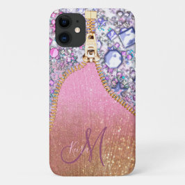Personalisiert Girly Gold Glitzer Mit Monogramm Ro Case-Mate iPhone Hülle