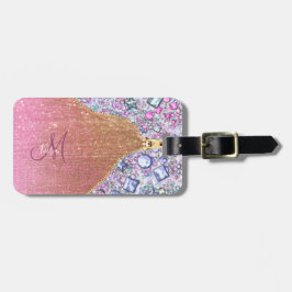 Personalisiert Girly Gold Glitzer Mit Monogramm Ro Gepäckanhänger