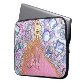 Personalisiert Girly Gold Glitzer Mit Monogramm Ro Laptopschutzhülle (Vorderseite Links)