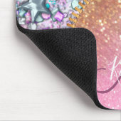 Personalisiert Girly Gold Glitzer Mit Monogramm Ro Mousepad (Ecke)