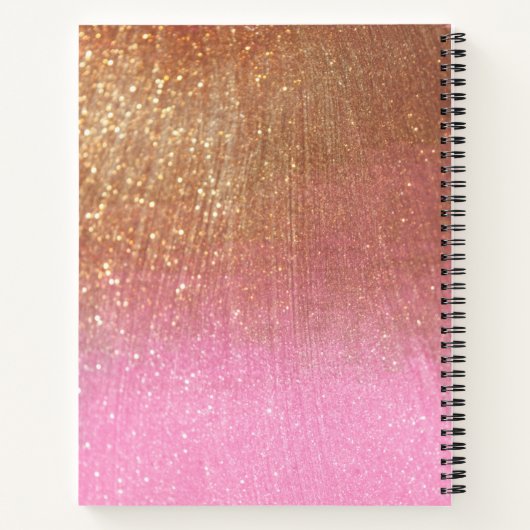 Personalisiert Girly Gold Glitzer Mit Monogramm Ro Notizblock (Rückseite)