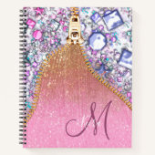 Personalisiert Girly Gold Glitzer Mit Monogramm Ro Notizblock (Vorderseite)