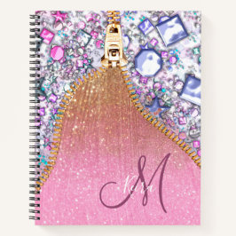 Personalisiert Girly Gold Glitzer Mit Monogramm Ro Notizblock