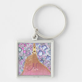 Personalisiert Girly Gold Glitzer Mit Monogramm Ro Schlüsselanhänger