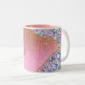 Personalisiert Girly Gold Glitzer Mit Monogramm Ro Zweifarbige Tasse (VorderseiteRechts)
