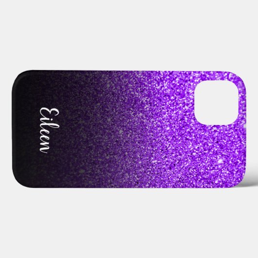 Personalisiert Girly Lila Glitzer Black Ombre Case-Mate iPhone Hülle (Rückseite (Horizontal))