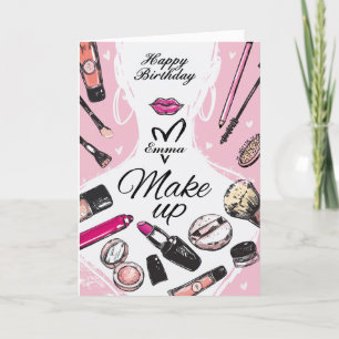 Personalisiert Girly Makeup Geburtstagskarte Karte