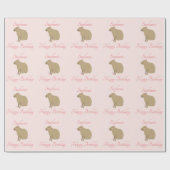 Personalisiert Girly Pink Capybara Muster Geburtst Geschenkpapier (Flach)