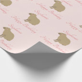 Personalisiert Girly Pink Capybara Muster Geburtst Geschenkpapier (Ecke)