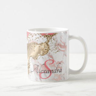 Personalisiert Girly Pink Glitzer Agate Mit Monogr Kaffeetasse