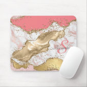 Personalisiert Girly Pink Glitzer Agate Mit Monogr Mousepad (Mit Mouse)