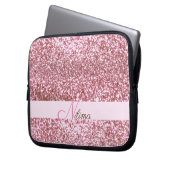Personalisiert Girly pink Imitats Glitzer Glitzern Laptopschutzhülle (Vorderseite Links)