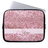 Personalisiert Girly pink Imitats Glitzer Glitzern Laptopschutzhülle (Vorderseite)