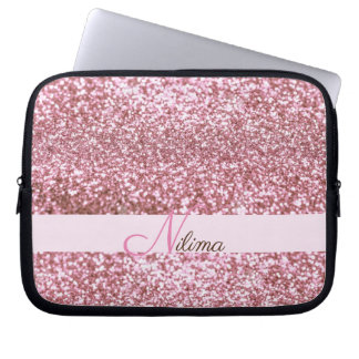 Personalisiert Girly pink Imitats Glitzer Glitzern Laptopschutzhülle