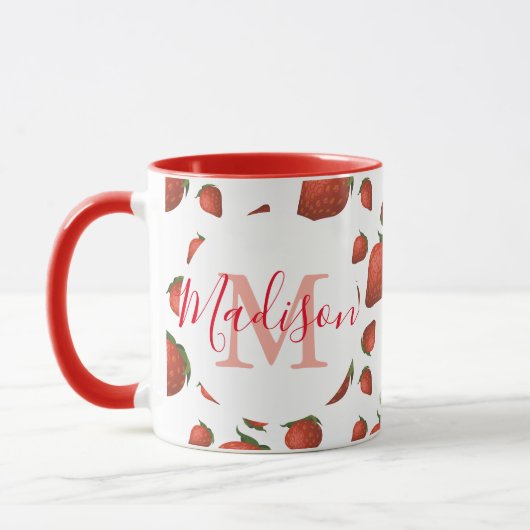 Personalisiert Girly Red Monogram Tasse (Links)