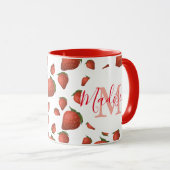 Personalisiert Girly Red Monogram Tasse (VorderseiteRechts)