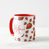 Personalisiert Girly Red Monogram Tasse (Vorderseite Links)