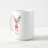Personalisiert Girly Reindeer Kaffeetasse (Vorderseite Links)