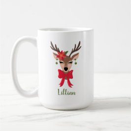 Personalisiert Girly Reindeer Kaffeetasse