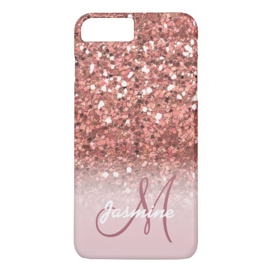 Personalisiert Girly Rose Gold Glitzer Glitzern Na Case-Mate iPhone Hülle (Rückseite)