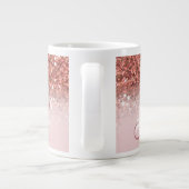 Personalisiert Girly Rose Gold Glitzer Glitzern Na Jumbo-Tasse (Rückseite)