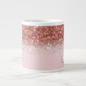 Personalisiert Girly Rose Gold Glitzer Glitzern Na Jumbo-Tasse (Vorderseite)