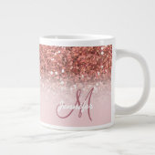 Personalisiert Girly Rose Gold Glitzer Glitzern Na Jumbo-Tasse (Rechts)
