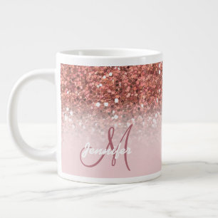 Personalisiert Girly Rose Gold Glitzer Glitzern Na Jumbo-Tasse