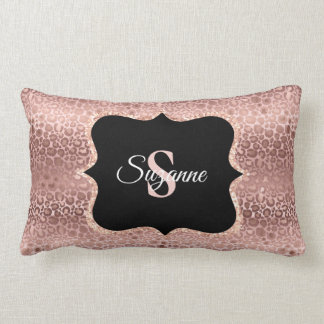 Personalisiert Girly Rose Gold Leopard Monogram Th Lendenkissen