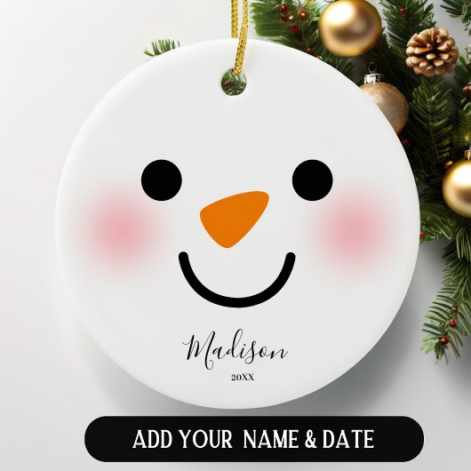 Personalisiert Girly Snowman Face Weihnachten Keramik Ornament