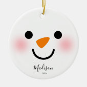 Personalisiert Girly Snowman Face Weihnachten Keramik Ornament (Vorne)