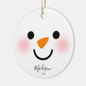 Personalisiert Girly Snowman Face Weihnachten Keramik Ornament (Links)