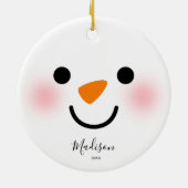 Personalisiert Girly Snowman Face Weihnachten Keramik Ornament (Hinten)