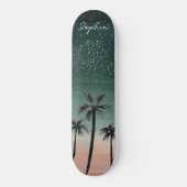 Personalisiert Girly Watercolor Palmen Sommer Skateboard (Vorderseite)