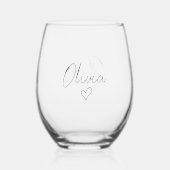 Personalisiert Girly Wine Brille mit Name & Herz Weinglas Ohne Stiel (Vorderseite)