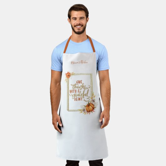 Personalisiert Give dank Pumpkin Frame Schürze (Getragen)