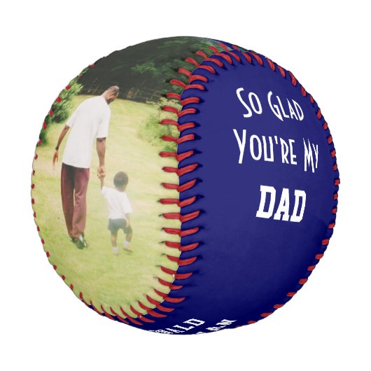Personalisiert GLAD DU BIST MEIN VATER 2 Foto BLAU Baseball (Schrägansicht)