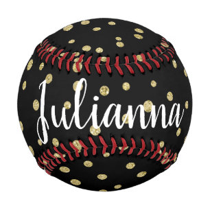 Personalisiert Glam Black Gold Dot Pattern Einziga Baseball